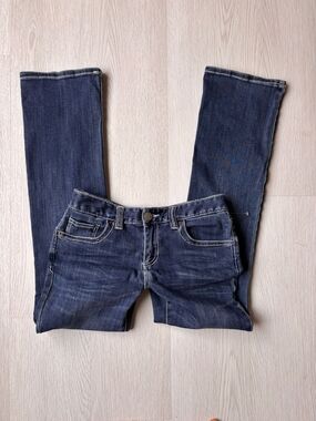 Mid Rise Dark Blue Women's Straight Jeans
